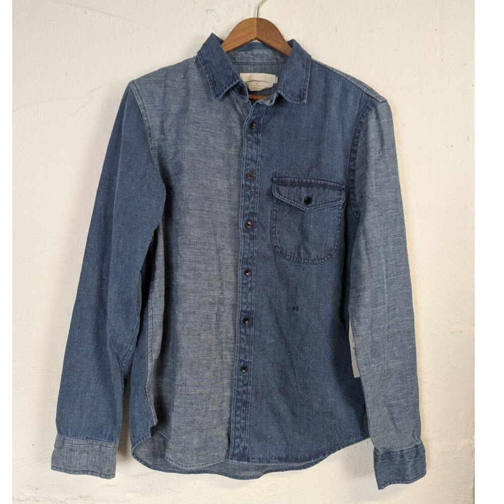 Outerknown Chambray Button Up Mens Small Blue Denim Utility Chore Work OK NWT